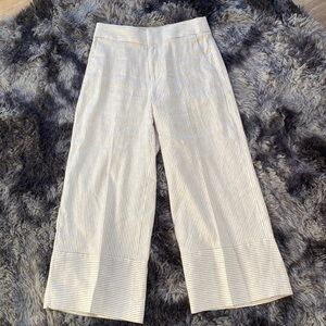 Banana Republic Linen-Blend Wide Leg Crop Striped Pants Size 0